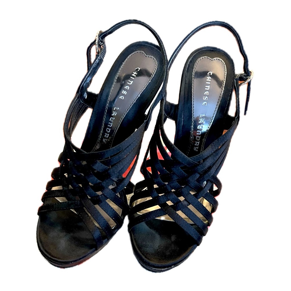 Sz.6.5-Black Strappy Heels- Chinese Laundry